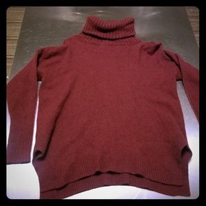 Ann Taylor Thick Burgundy 100% Cashmere Turtleneck